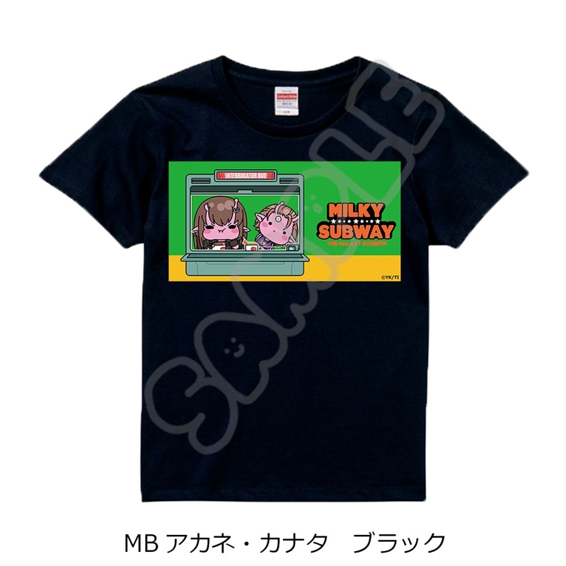 アニメ『銀河特急 ミルキー☆サブウェイ』 Tシャツ(mochocho) MB(アカネ・カナタ) ブラック Lサイズ - 公式商品画像 | AniSmile
