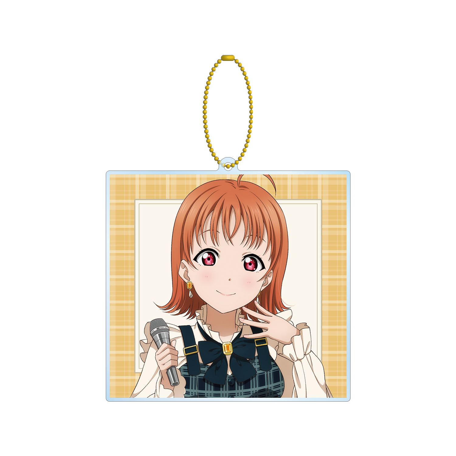 ラブライブ!サンシャイン!! 描き下ろし 高海 千歌 チェックワンピース衣装ver. BIGアクリルキーホルダー 画像 2 | AniSmile