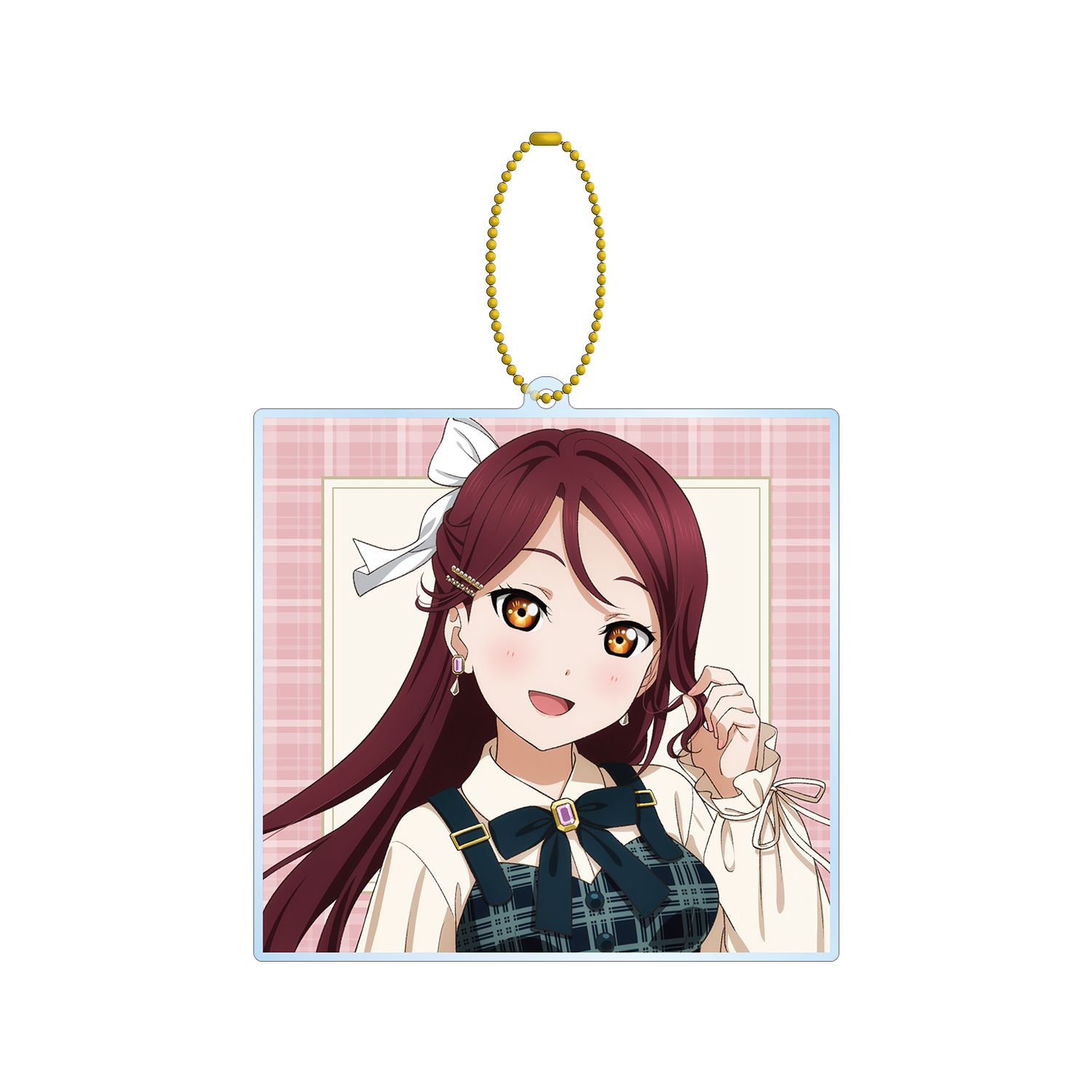 ラブライブ!サンシャイン!! 描き下ろし 桜内 梨子 チェックワンピース衣装ver. BIGアクリルキーホルダー - 公式商品画像 | AniSmile