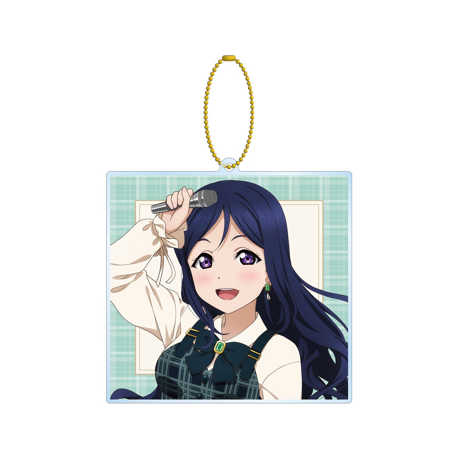 ラブライブ!サンシャイン!! 描き下ろし 松浦 果南 チェックワンピース衣装ver. BIGアクリルキーホルダー - 公式商品画像 | AniSmile