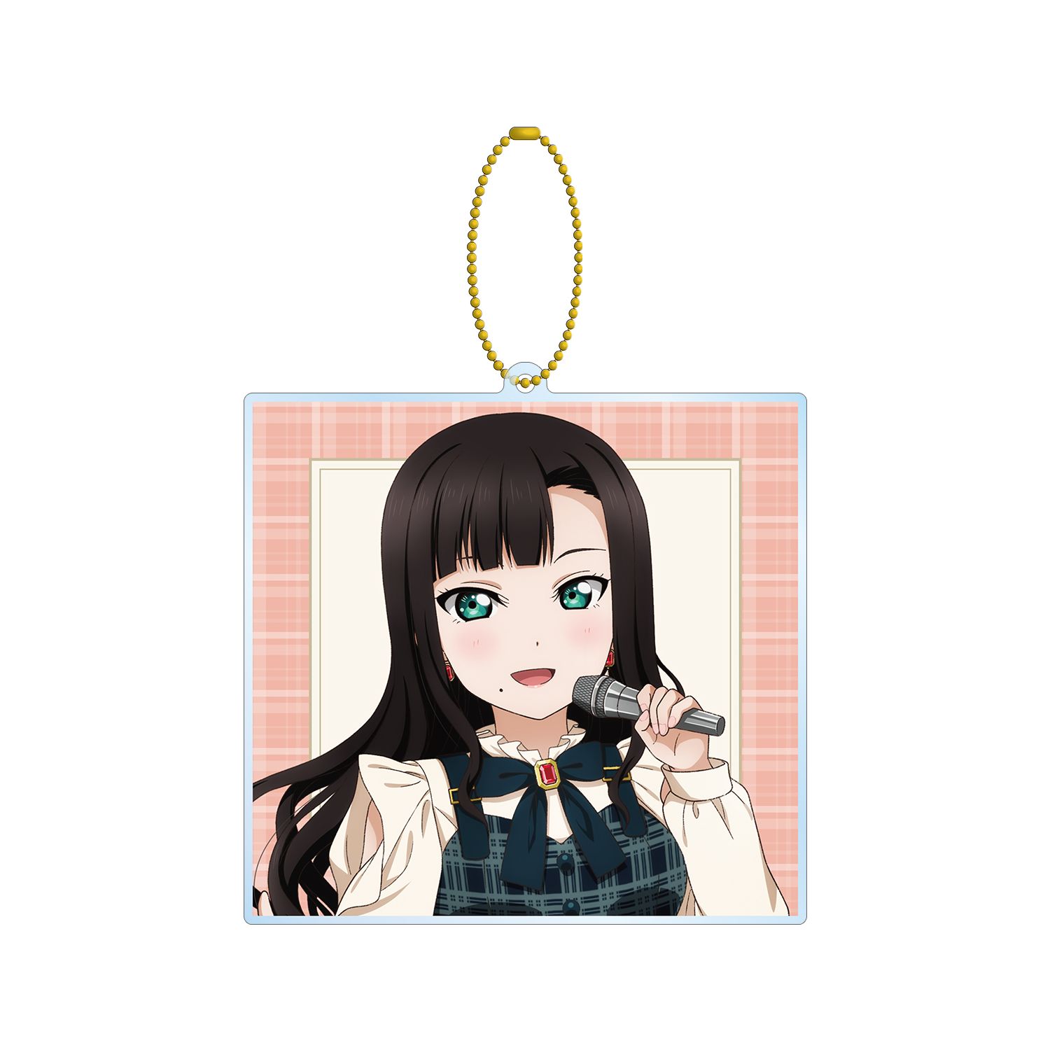ラブライブ!サンシャイン!! 描き下ろし 黒澤 ダイヤ チェックワンピース衣装ver. BIGアクリルキーホルダー - 公式商品画像 | AniSmile