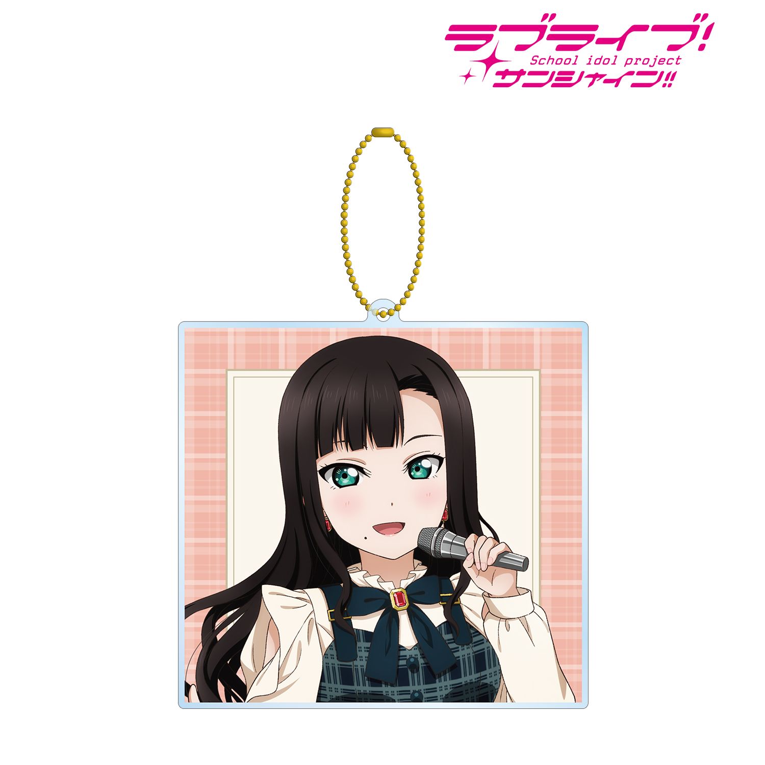 ラブライブ!サンシャイン!! 描き下ろし 黒澤 ダイヤ チェックワンピース衣装ver. BIGアクリルキーホルダー 画像 2 | AniSmile
