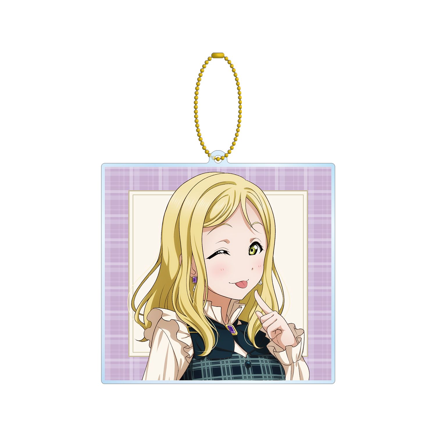 ラブライブ!サンシャイン!! 描き下ろし 小原 鞠莉 チェックワンピース衣装ver. BIGアクリルキーホルダー 画像 2 | AniSmile