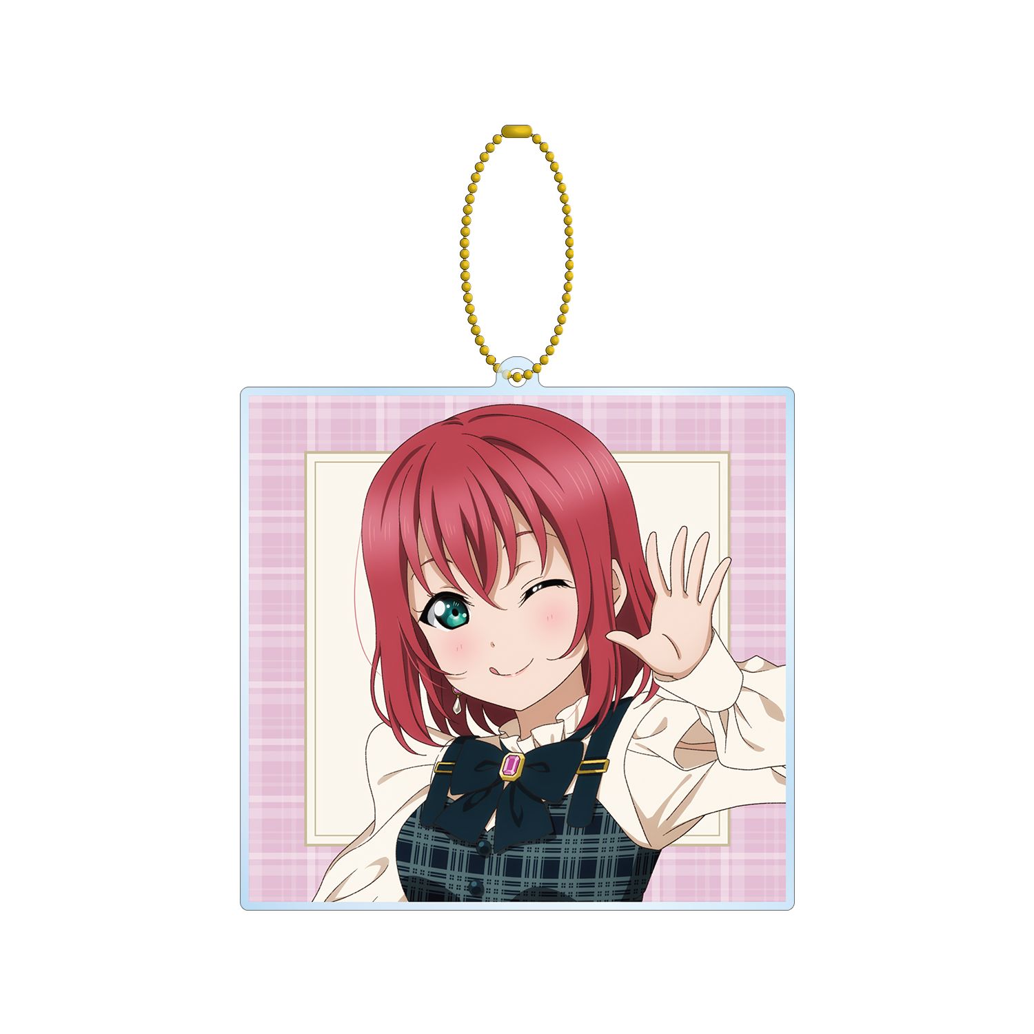 ラブライブ!サンシャイン!! 描き下ろし 黒澤 ルビィ チェックワンピース衣装ver. BIGアクリルキーホルダー - 公式商品画像 | AniSmile
