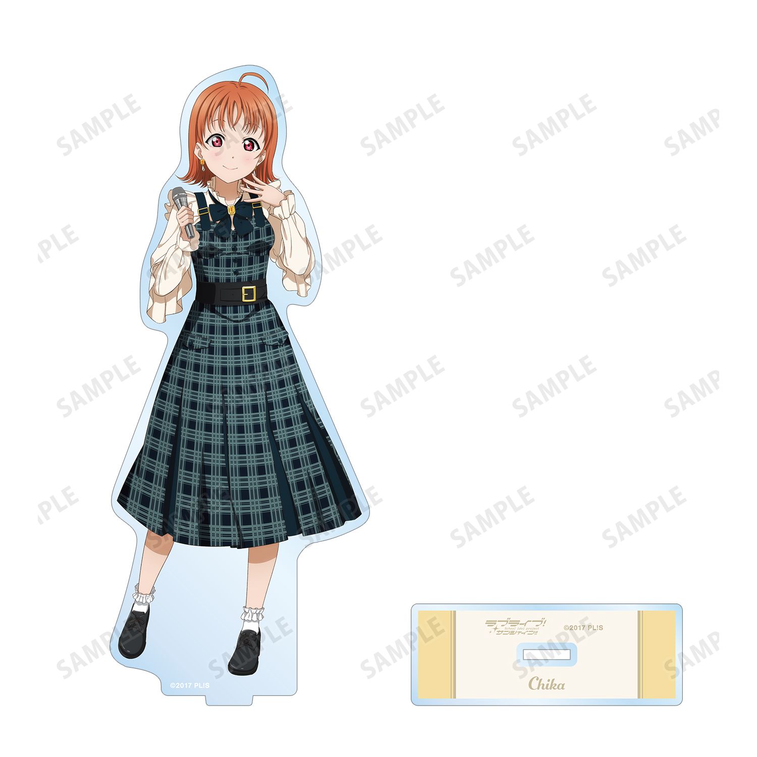 ラブライブ!サンシャイン!! 描き下ろし 高海 千歌 チェックワンピース衣装ver. BIGアクリルスタンド 画像 3 | AniSmile