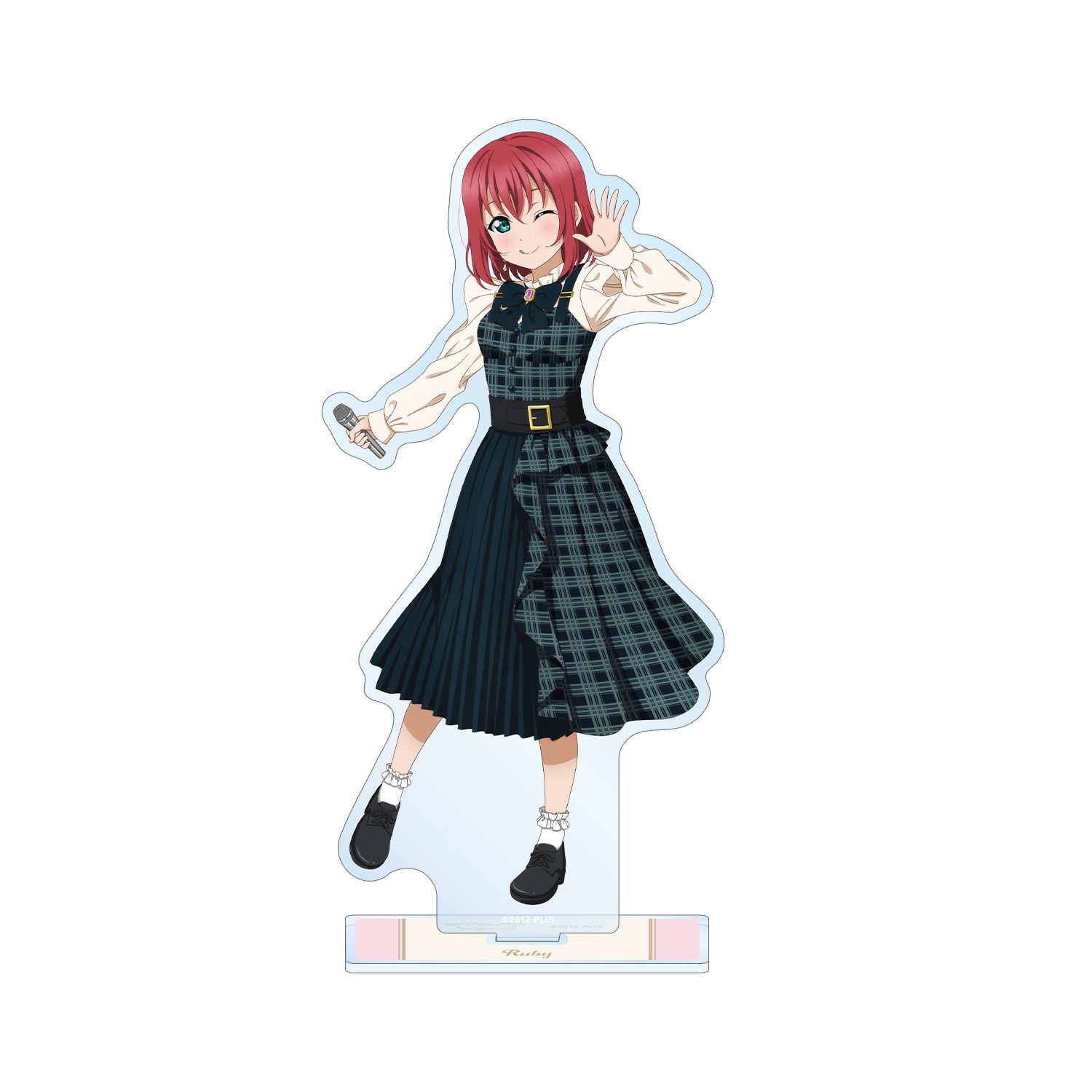 ラブライブ!サンシャイン!! 描き下ろし 黒澤 ルビィ チェックワンピース衣装ver. BIGアクリルスタンド - 公式商品画像 | AniSmile