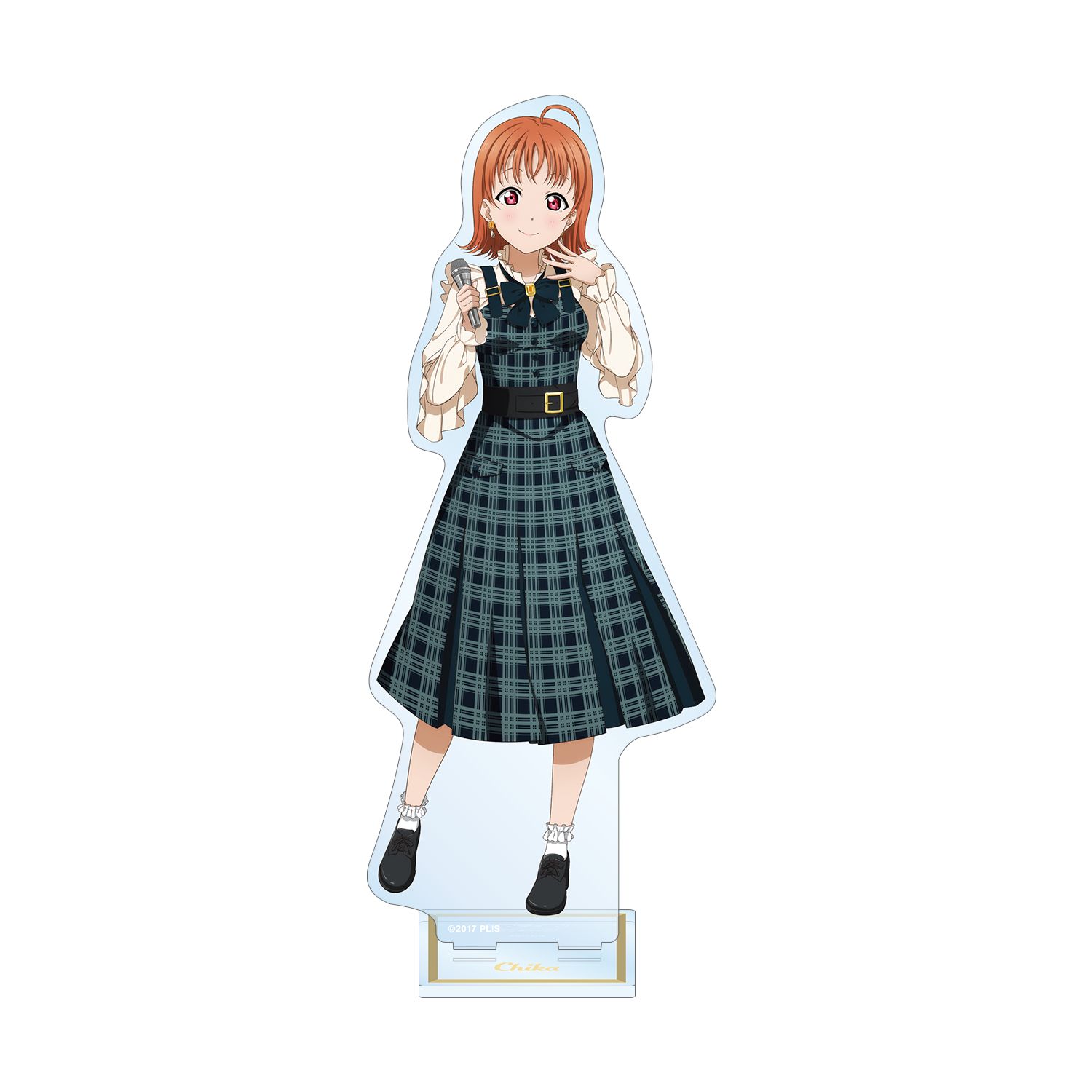 ラブライブ!サンシャイン!! 描き下ろし 高海 千歌 チェックワンピース衣装ver. 特大アクリルスタンド - 公式商品画像 | AniSmile