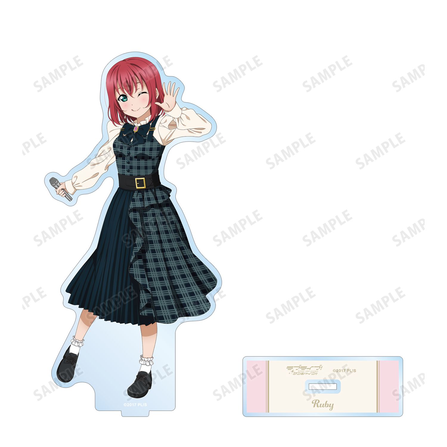 ラブライブ!サンシャイン!! 描き下ろし 黒澤 ルビィ チェックワンピース衣装ver. BIGアクリルスタンド 画像 3 | AniSmile