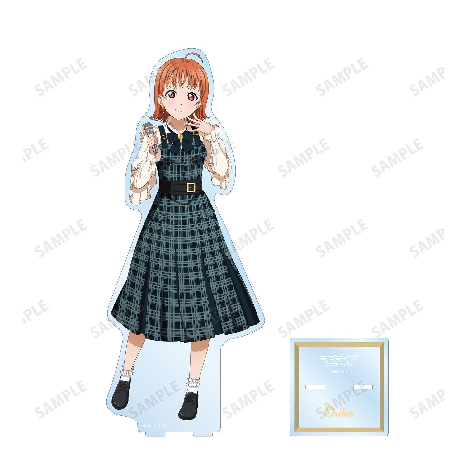 ラブライブ!サンシャイン!! 描き下ろし 高海 千歌 チェックワンピース衣装ver. 特大アクリルスタンド 画像 3 | AniSmile