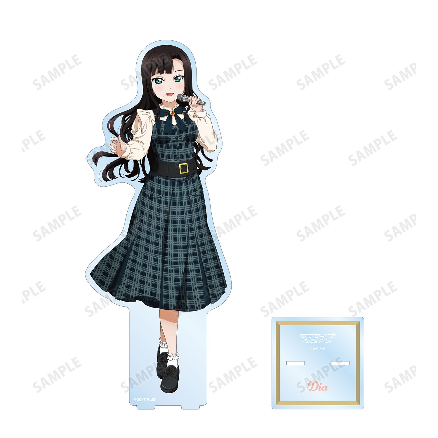 ラブライブ!サンシャイン!! 描き下ろし 黒澤 ダイヤ チェックワンピース衣装ver. 特大アクリルスタンド 画像 3 | AniSmile