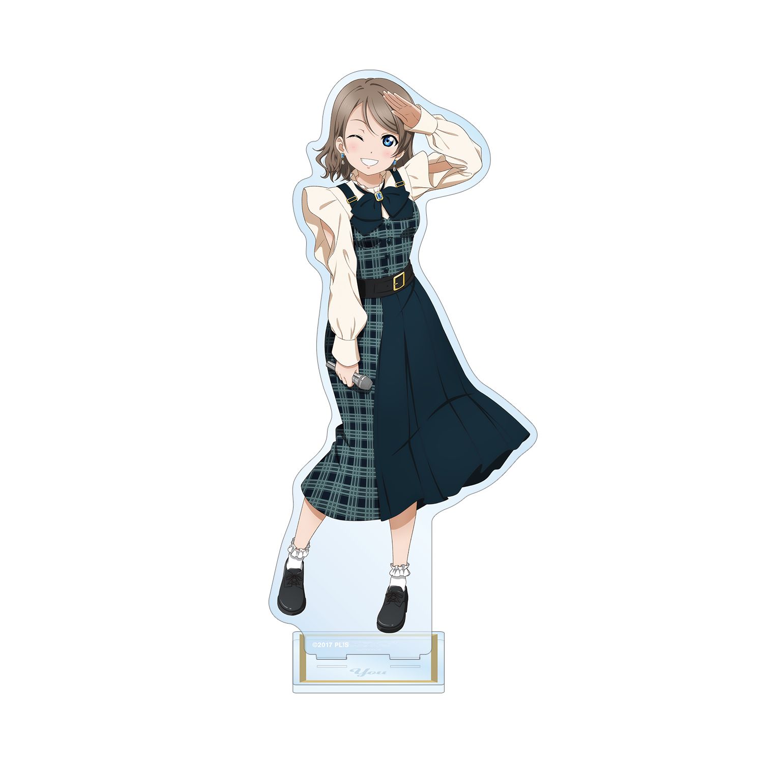 ラブライブ!サンシャイン!! 描き下ろし 渡辺 曜 チェックワンピース衣装ver. 特大アクリルスタンド 画像 2 | AniSmile