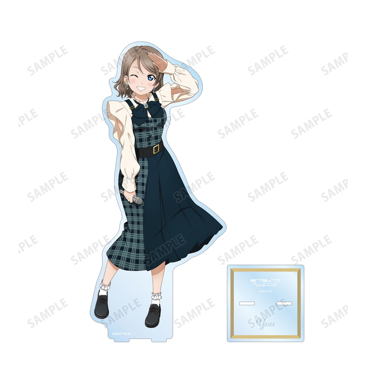 ラブライブ!サンシャイン!! 描き下ろし 渡辺 曜 チェックワンピース衣装ver. 特大アクリルスタンド 画像 3 | AniSmile