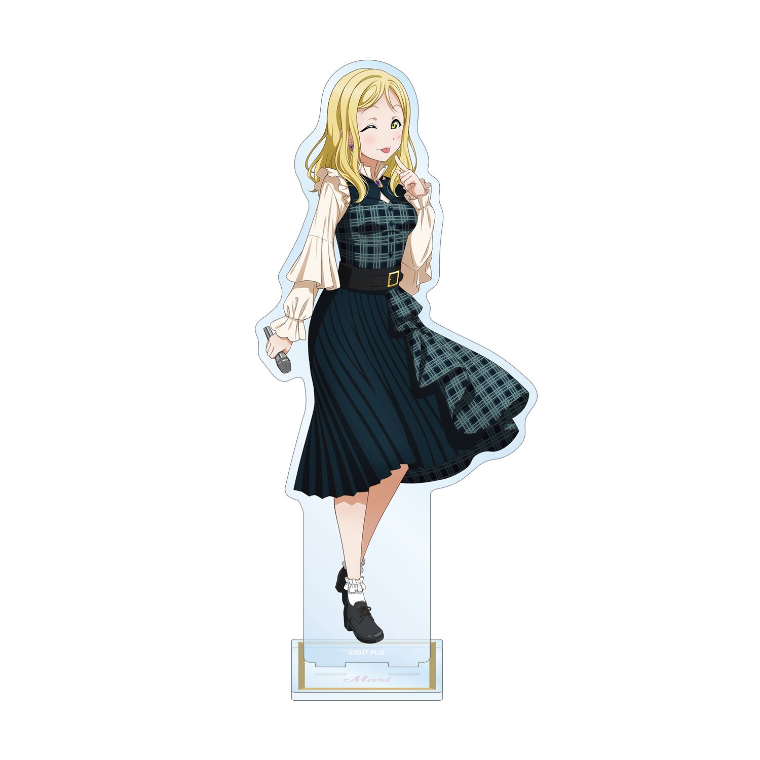 ラブライブ!サンシャイン!! 描き下ろし 小原 鞠莉 チェックワンピース衣装ver. 特大アクリルスタンド - 公式商品画像 | AniSmile