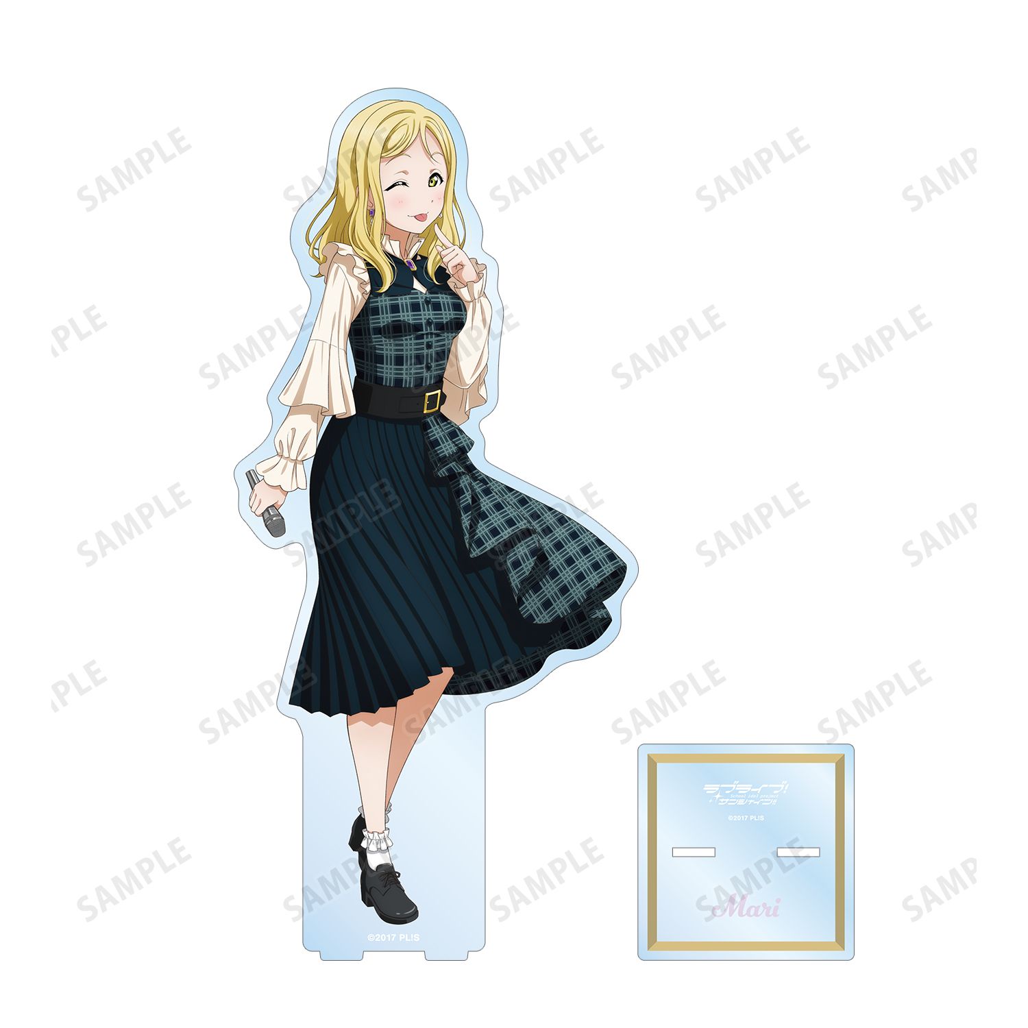 ラブライブ!サンシャイン!! 描き下ろし 小原 鞠莉 チェックワンピース衣装ver. 特大アクリルスタンド 画像 3 | AniSmile