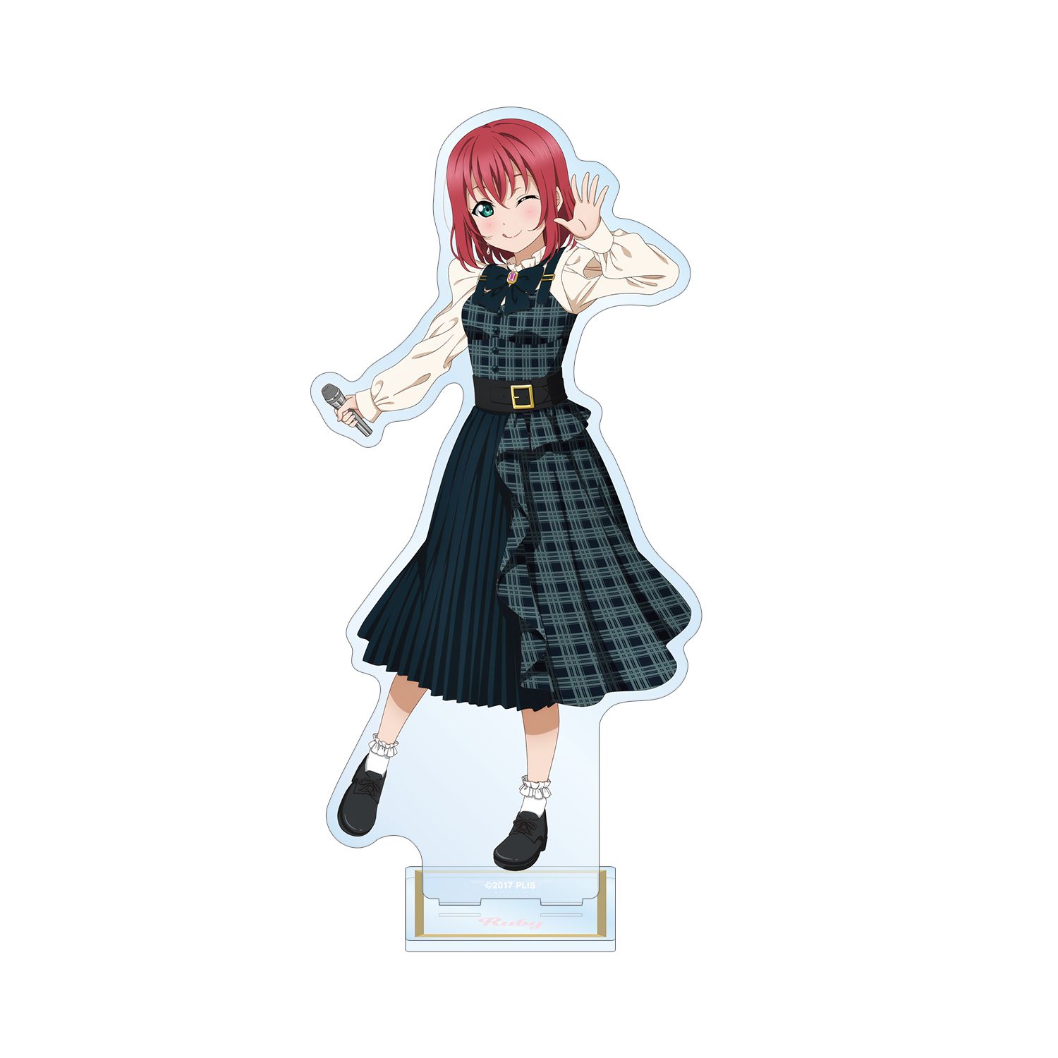 ラブライブ!サンシャイン!! 描き下ろし 黒澤 ルビィ チェックワンピース衣装ver. 特大アクリルスタンド - 公式商品画像 | AniSmile