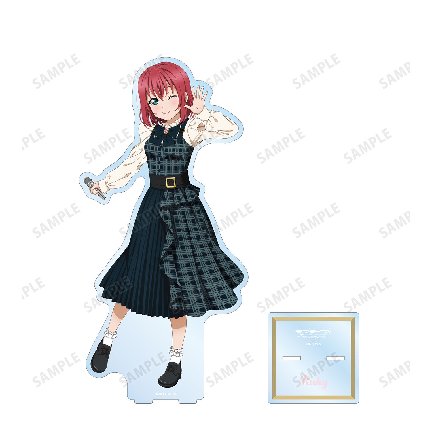 ラブライブ!サンシャイン!! 描き下ろし 黒澤 ルビィ チェックワンピース衣装ver. 特大アクリルスタンド 画像 3 | AniSmile