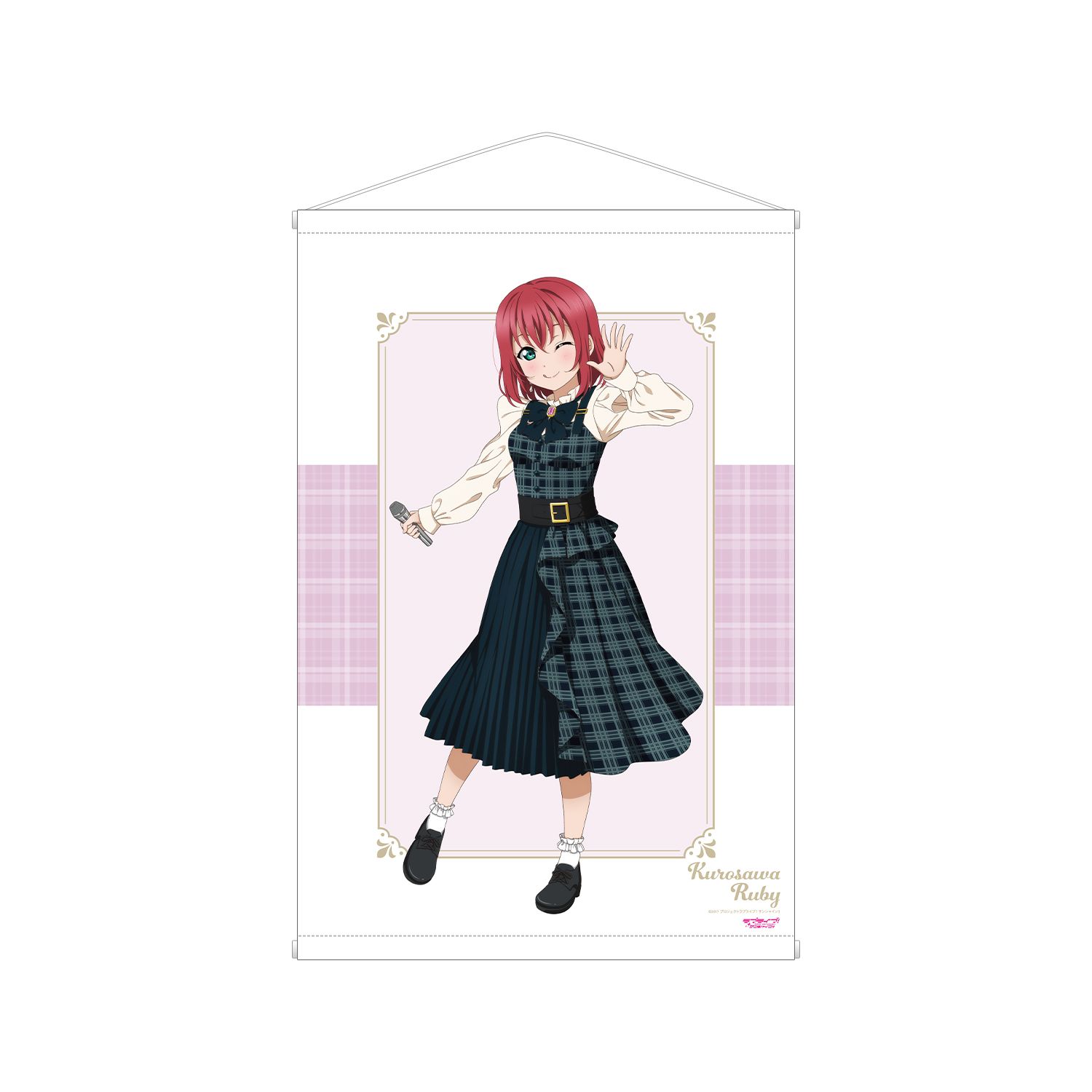 ラブライブ!サンシャイン!! 描き下ろし 黒澤 ルビィ チェックワンピース衣装ver. B2タペストリー 画像 2 | AniSmile