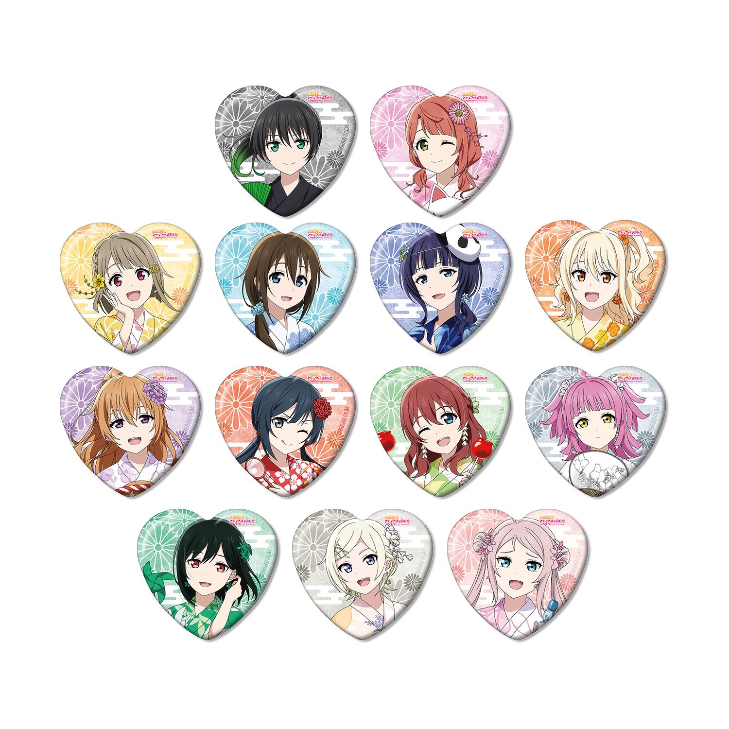 ラブライブ!虹ヶ咲学園スクールアイドル同好会 描き下ろし 縁日ver. トレーディングハート型缶バッジ(単位/単品) - 公式商品画像 | AniSmile