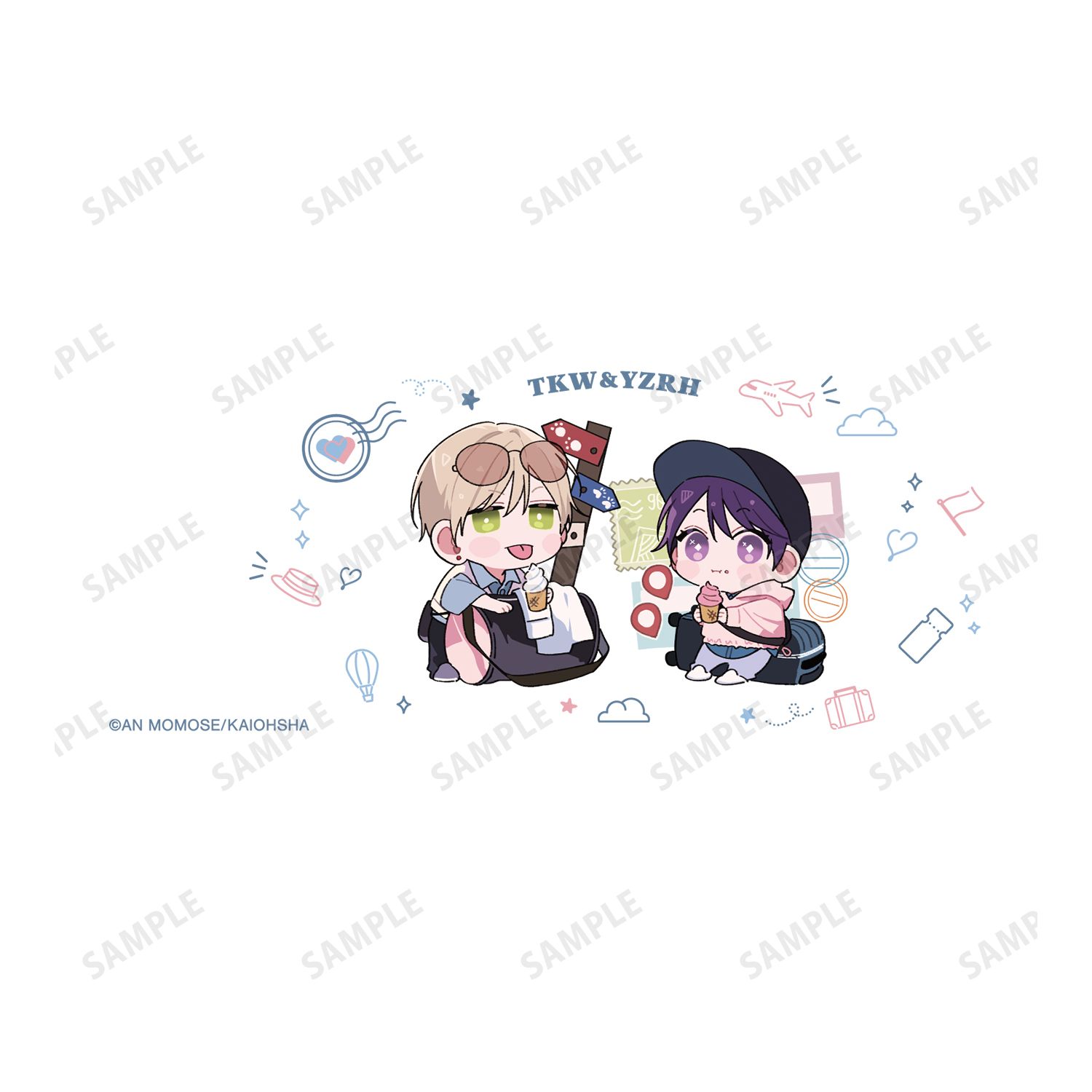ナカまであいして 百瀬あん先生 描き下ろし 常盤&楪 ar-Unity ちびキャラ トラベルver. メガネケース ver.A Image 4 | AniSmile