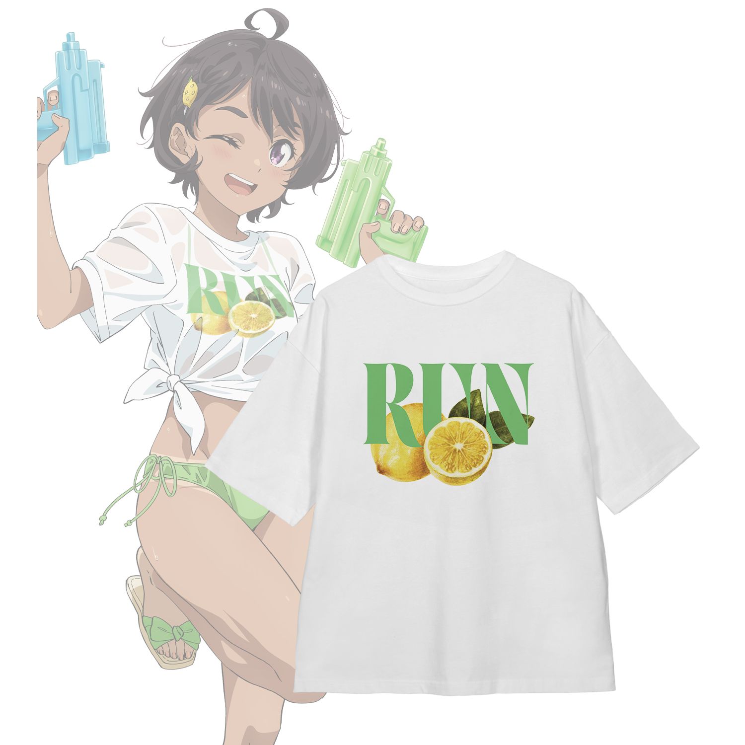 TVアニメ『負けヒロインが多すぎる!』 焼塩 檸檬 ビーチデートver. 着用BIGシルエットTシャツユニセックス(サイズ/L) - 公式商品画像 | AniSmile