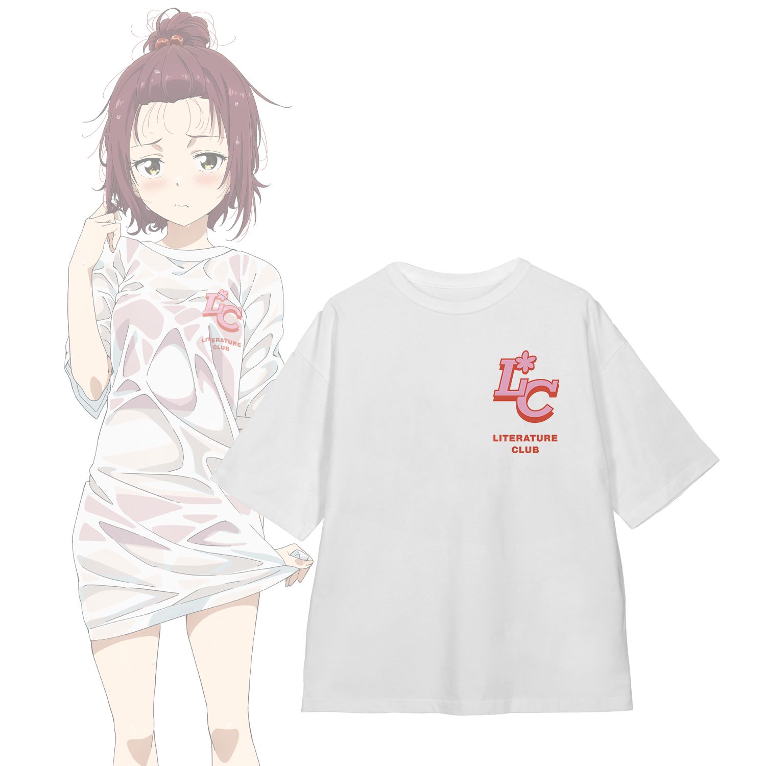 TVアニメ『負けヒロインが多すぎる!』 小鞠 知花 ビーチデートver. 着用BIGシルエットTシャツユニセックス(サイズ/M) - 公式商品画像 | AniSmile