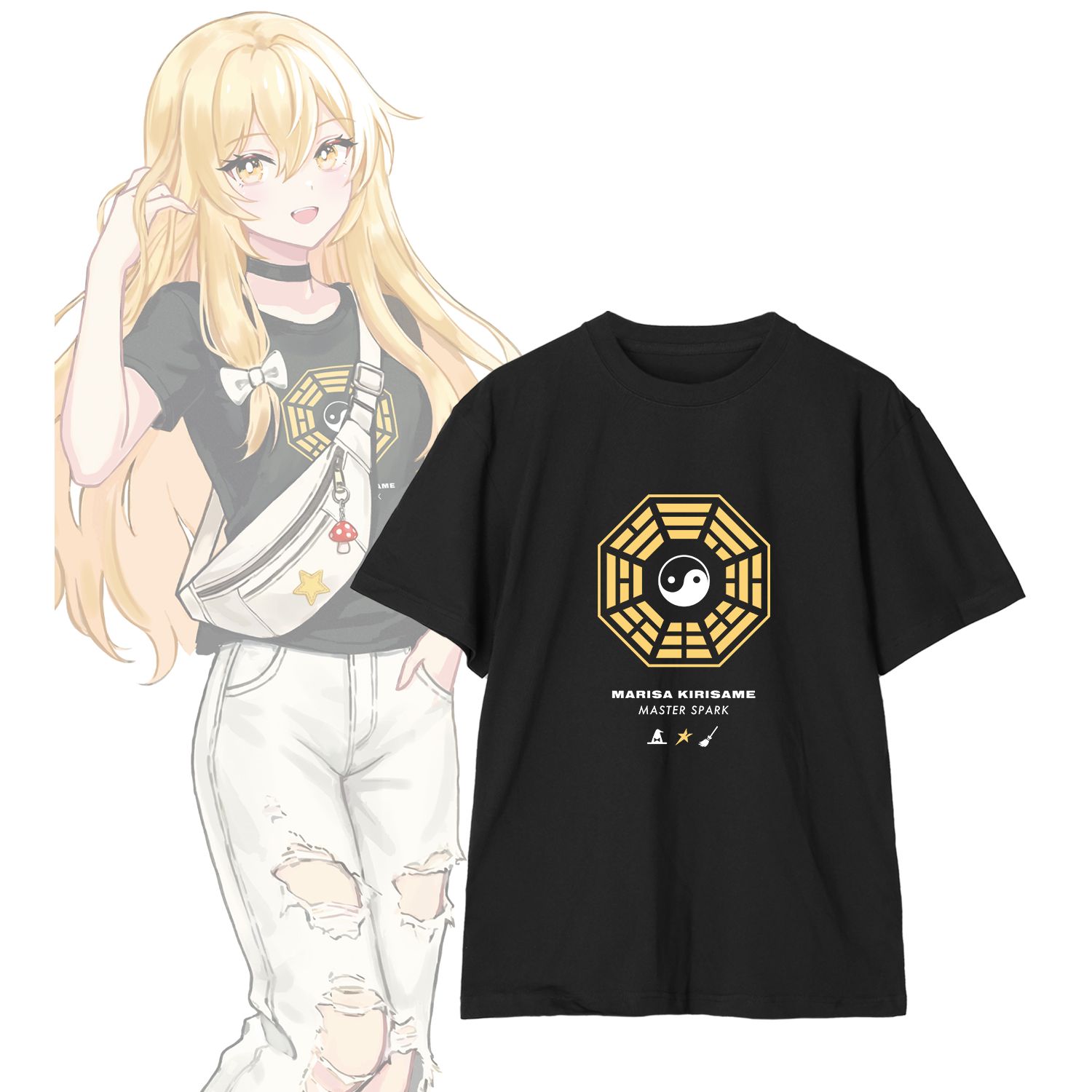 東方Project 松本能人イラスト 現代風ファッションver. vol.2 霧雨魔理沙 着用Teeユニセックス(サイズ/XXL) - 公式商品画像 | AniSmile