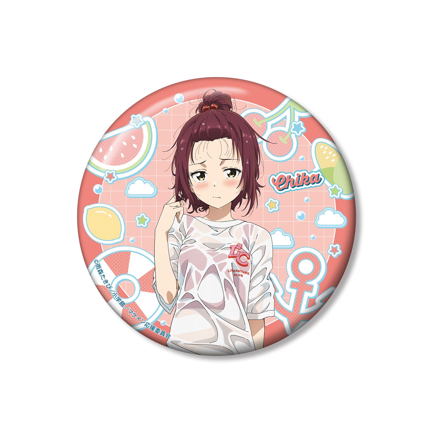 TVアニメ『負けヒロインが多すぎる!』 描き下ろし 小鞠 知花 ビーチデートver. 100mm缶バッジ - 公式商品画像 | AniSmile