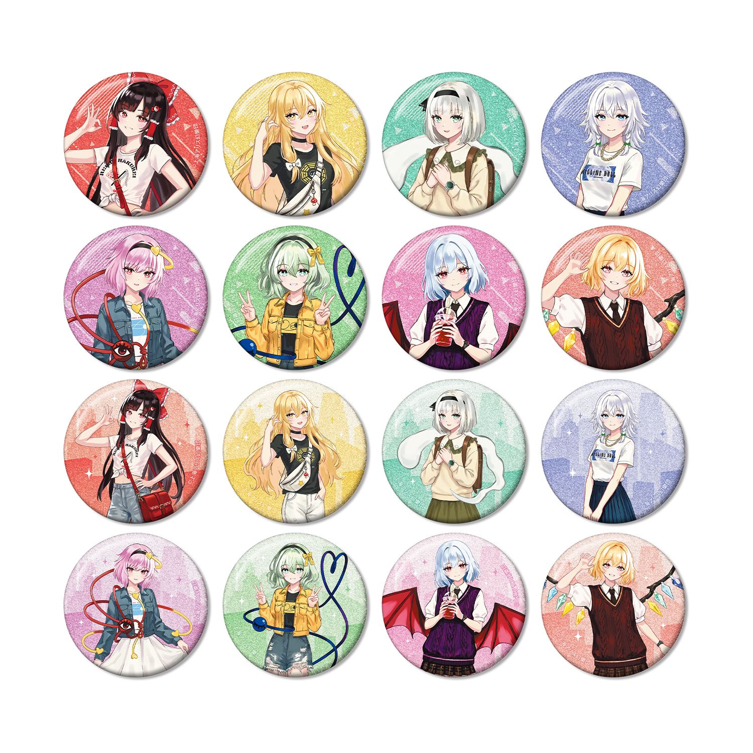 東方Project 松本能人イラスト 現代風ファッションver. vol.2 トレーディンググリッター缶バッジ(単位/単品) - 公式商品画像 | AniSmile