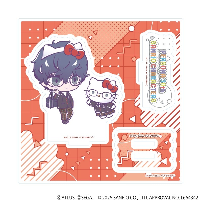 アクリルスタンドプレート「P30th×サンリオキャラクターズ」07/P5主人公・ハローキティ(コラボイラスト) - 公式商品画像 | AniSmile