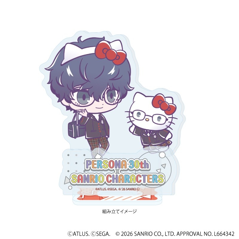 アクリルスタンドプレート「P30th×サンリオキャラクターズ」07/P5主人公・ハローキティ(コラボイラスト) 画像 2 | AniSmile