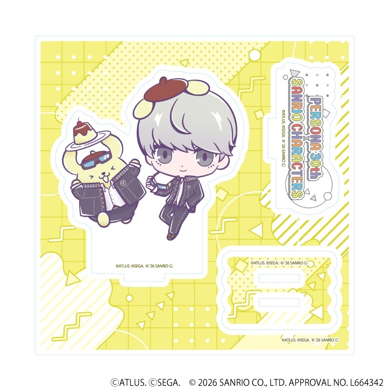 アクリルスタンドプレート「P30th×サンリオキャラクターズ」06/P4主人公・ポムポムプリン(コラボイラスト) - 公式商品画像 | AniSmile