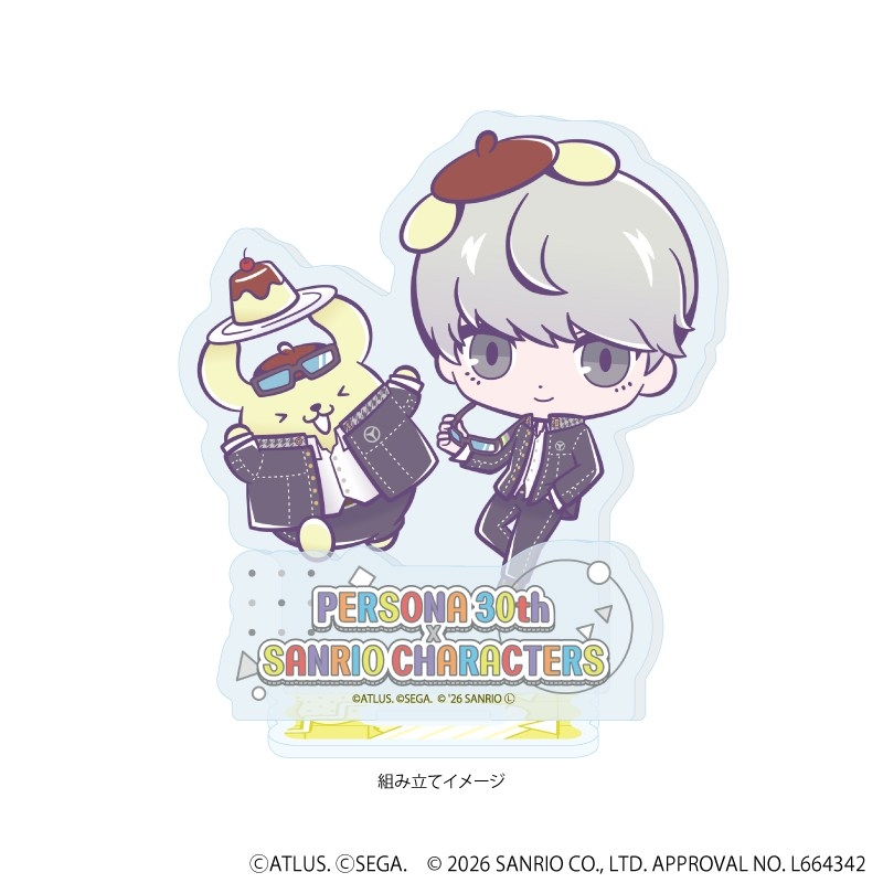 アクリルスタンドプレート「P30th×サンリオキャラクターズ」06/P4主人公・ポムポムプリン(コラボイラスト) 画像 2 | AniSmile