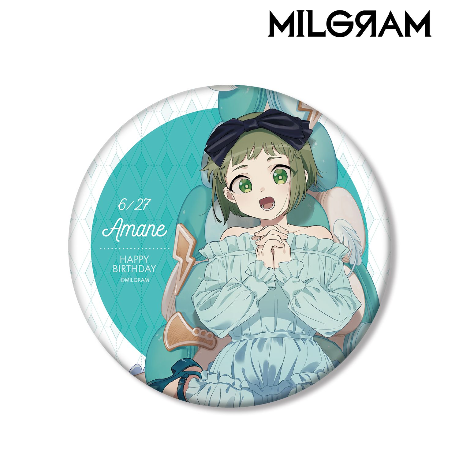 MILGRAM -ミルグラム- 描き下ろしイラスト アマネ バースデーver. BIG缶バッジ 画像 2 | AniSmile