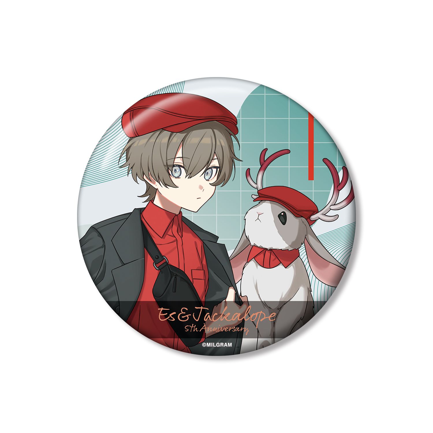 MILGRAM -ミルグラム- 描き下ろし エス&ジャッカロープ 5th Anniversary ver. 100mm缶バッジ - 公式商品画像 | AniSmile