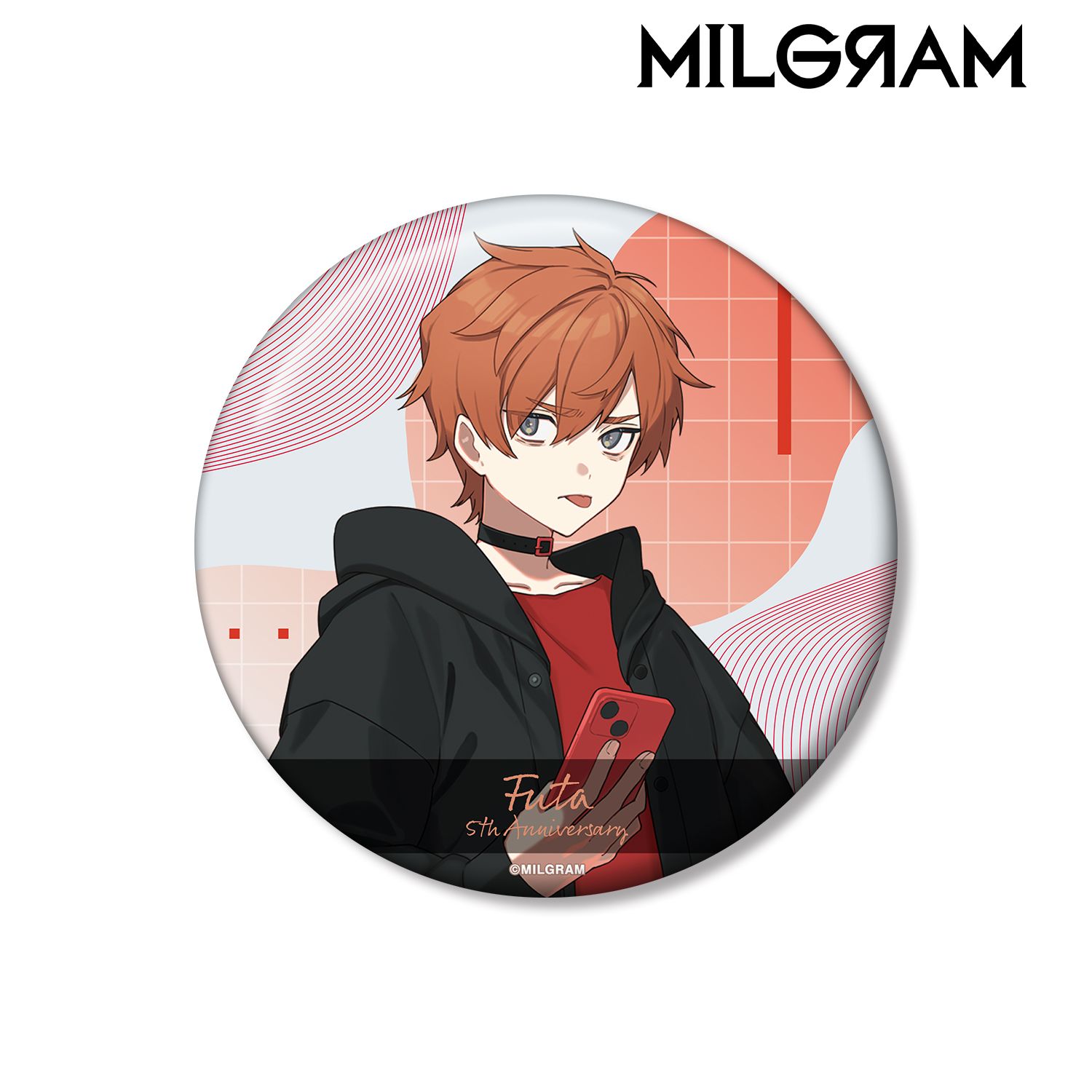 MILGRAM -ミルグラム- 描き下ろし フータ 5th Anniversary ver. 100mm缶バッジ 画像 2 | AniSmile