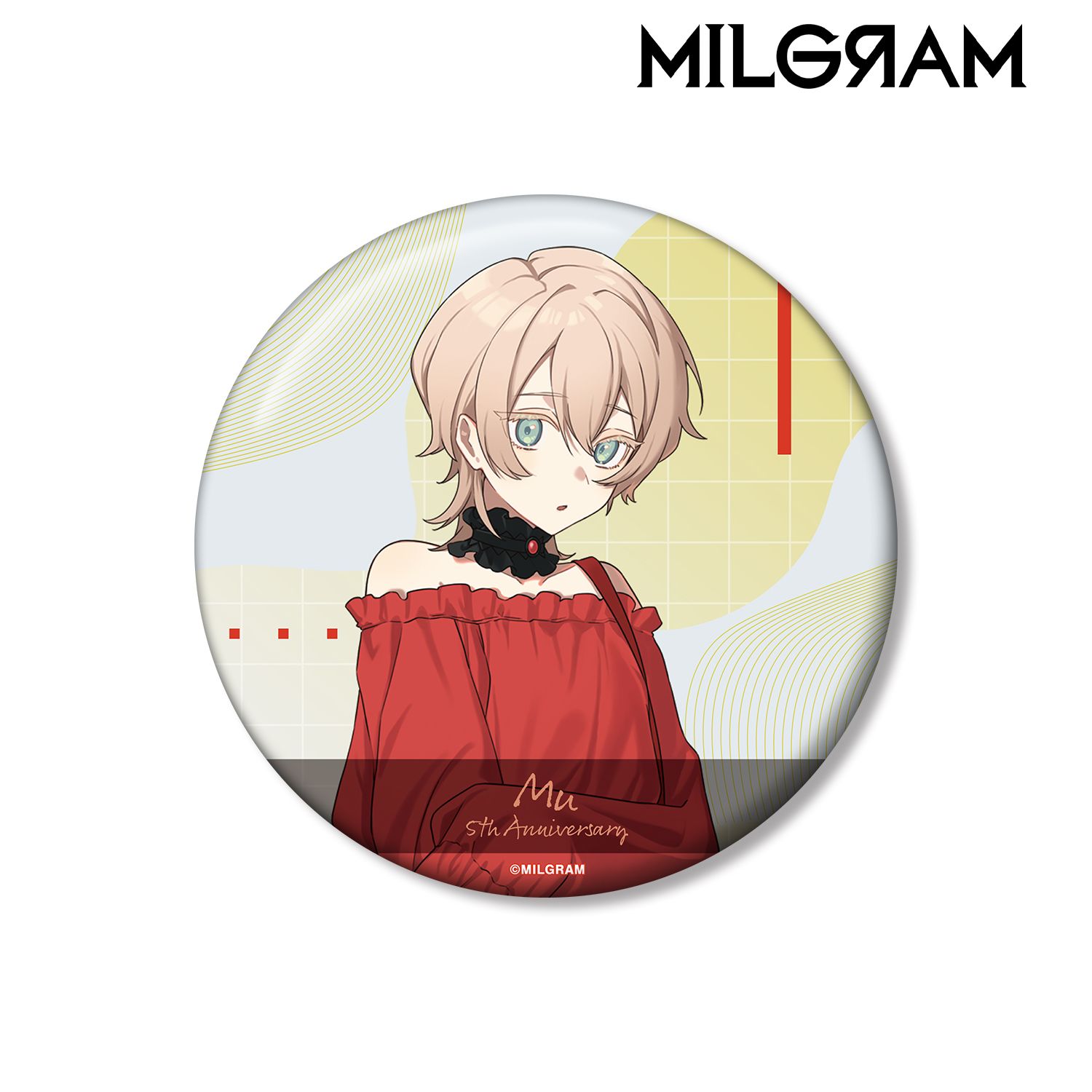 MILGRAM -ミルグラム- 描き下ろし ムウ 5th Anniversary ver. 100mm缶バッジ 画像 2 | AniSmile