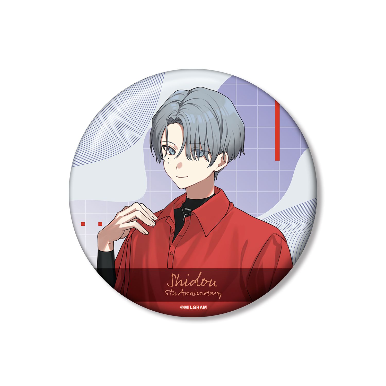 MILGRAM -ミルグラム- 描き下ろし シドウ 5th Anniversary ver. 100mm缶バッジ - 公式商品画像 | AniSmile