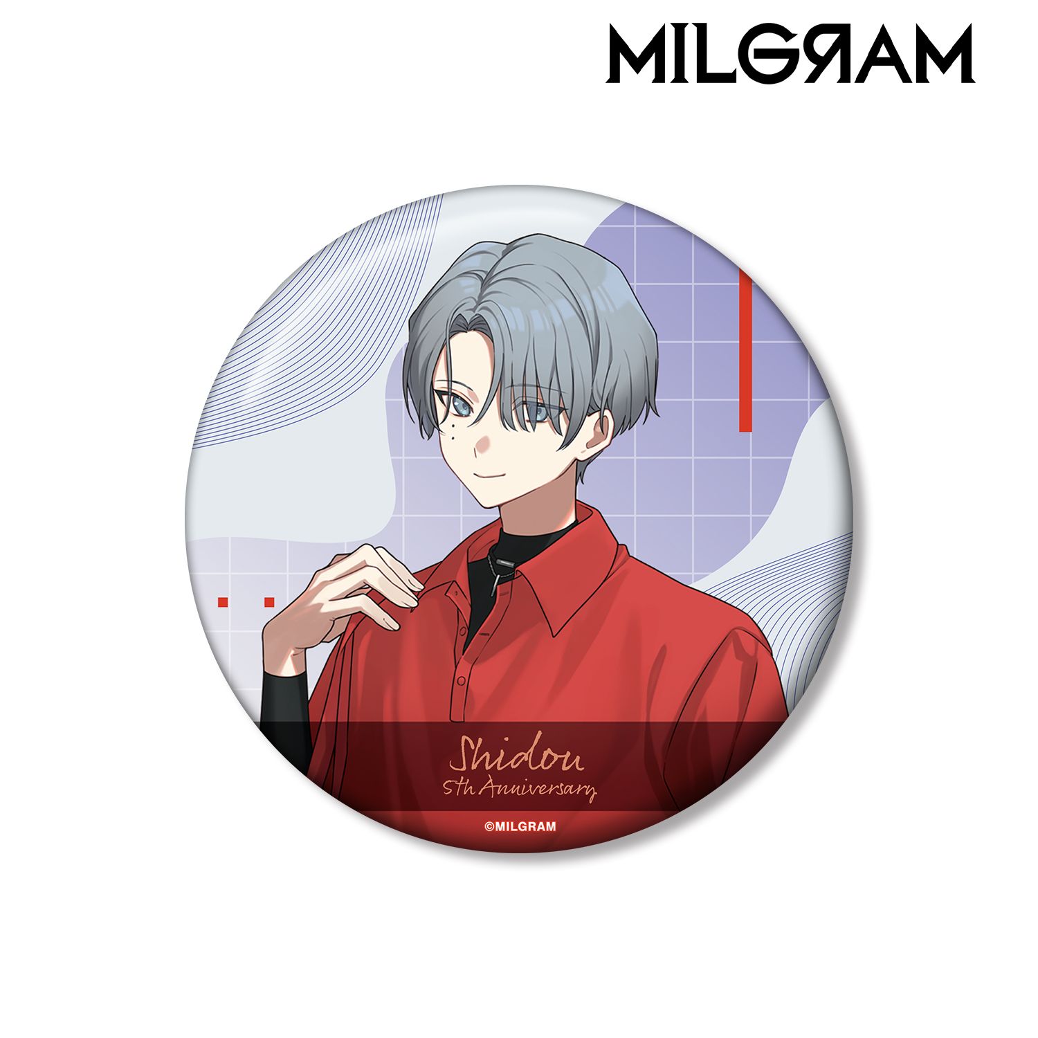 MILGRAM -ミルグラム- 描き下ろし シドウ 5th Anniversary ver. 100mm缶バッジ 画像 2 | AniSmile