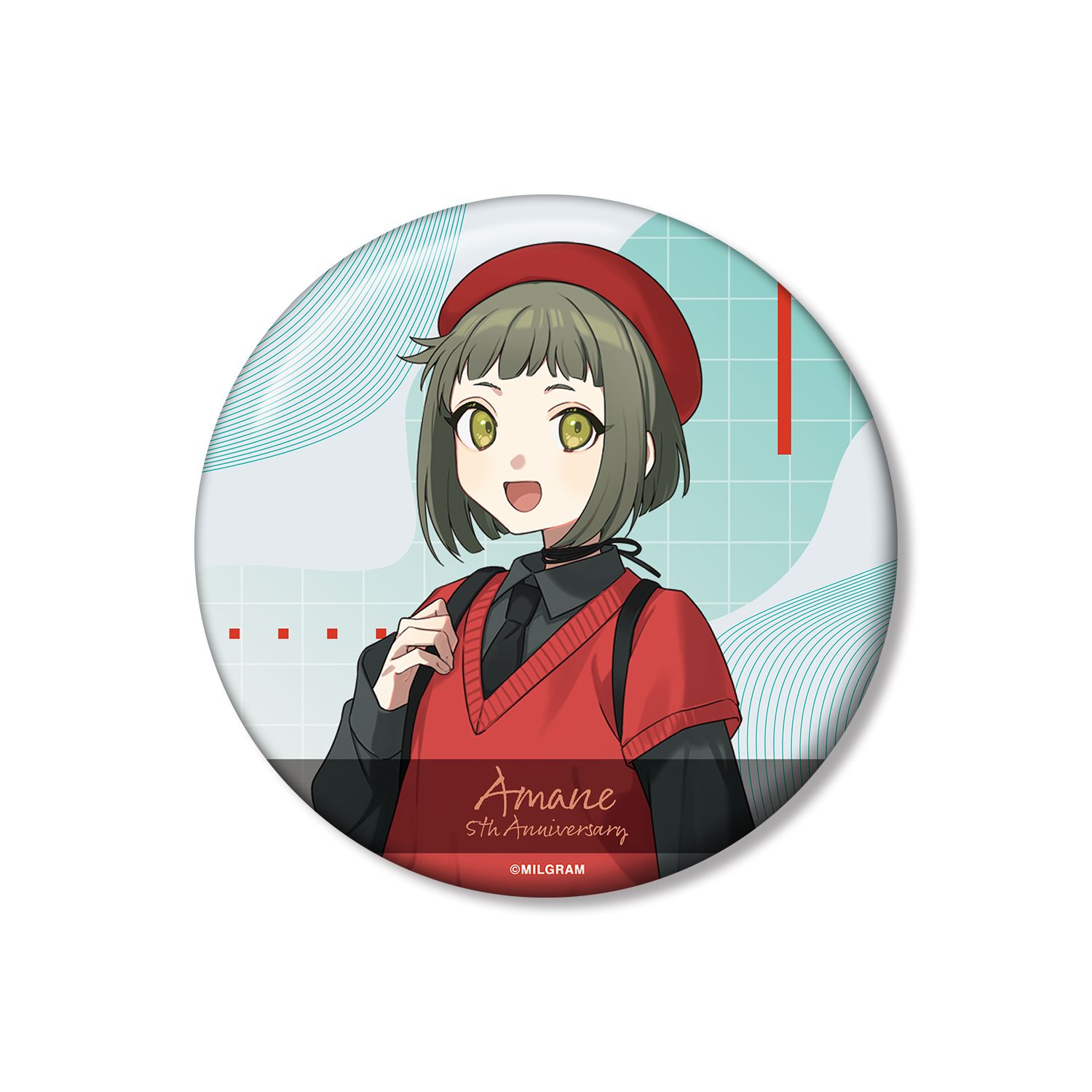 MILGRAM -ミルグラム- 描き下ろし アマネ 5th Anniversary ver. 100mm缶バッジ - 公式商品画像 | AniSmile