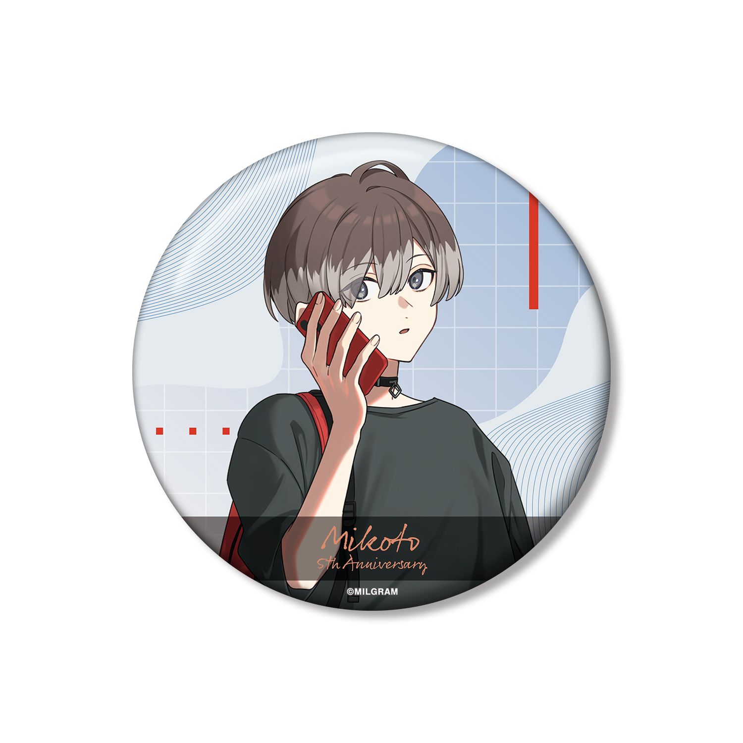 MILGRAM -ミルグラム- 描き下ろし ミコト 5th Anniversary ver. 100mm缶バッジ - 公式商品画像 | AniSmile
