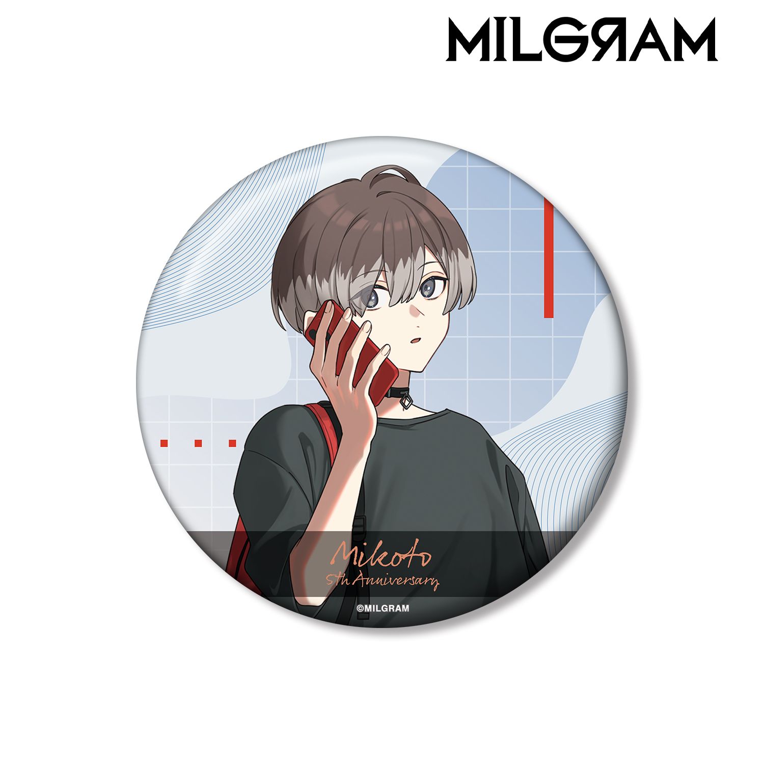 MILGRAM -ミルグラム- 描き下ろし ミコト 5th Anniversary ver. 100mm缶バッジ 画像 2 | AniSmile
