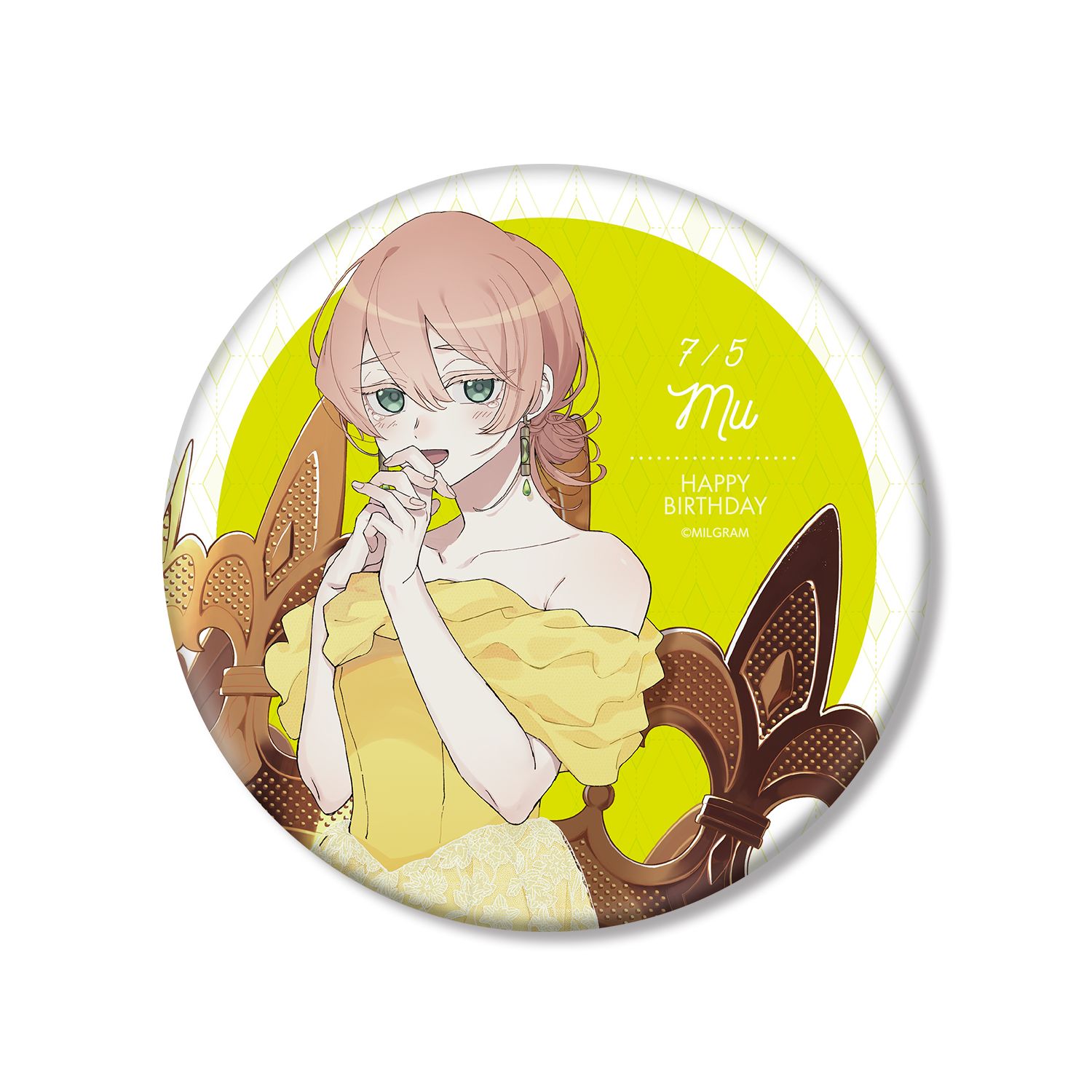 MILGRAM -ミルグラム- 描き下ろしイラスト ムウ バースデーver. BIG缶バッジ - 公式商品画像 | AniSmile