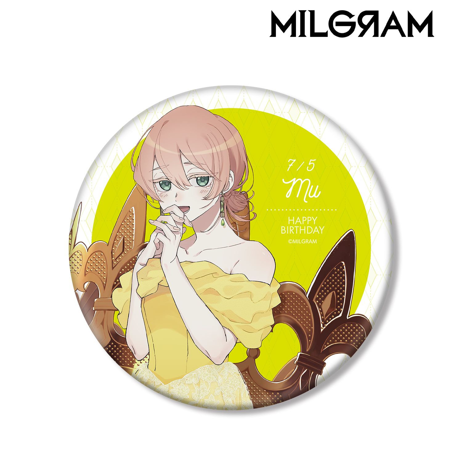 MILGRAM -ミルグラム- 描き下ろしイラスト ムウ バースデーver. BIG缶バッジ 画像 4 | AniSmile
