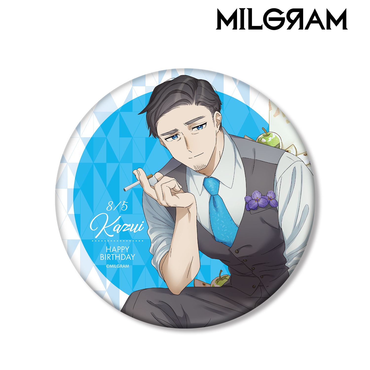 MILGRAM -ミルグラム- 描き下ろしイラスト カズイ バースデーver. BIG缶バッジ 画像 2 | AniSmile