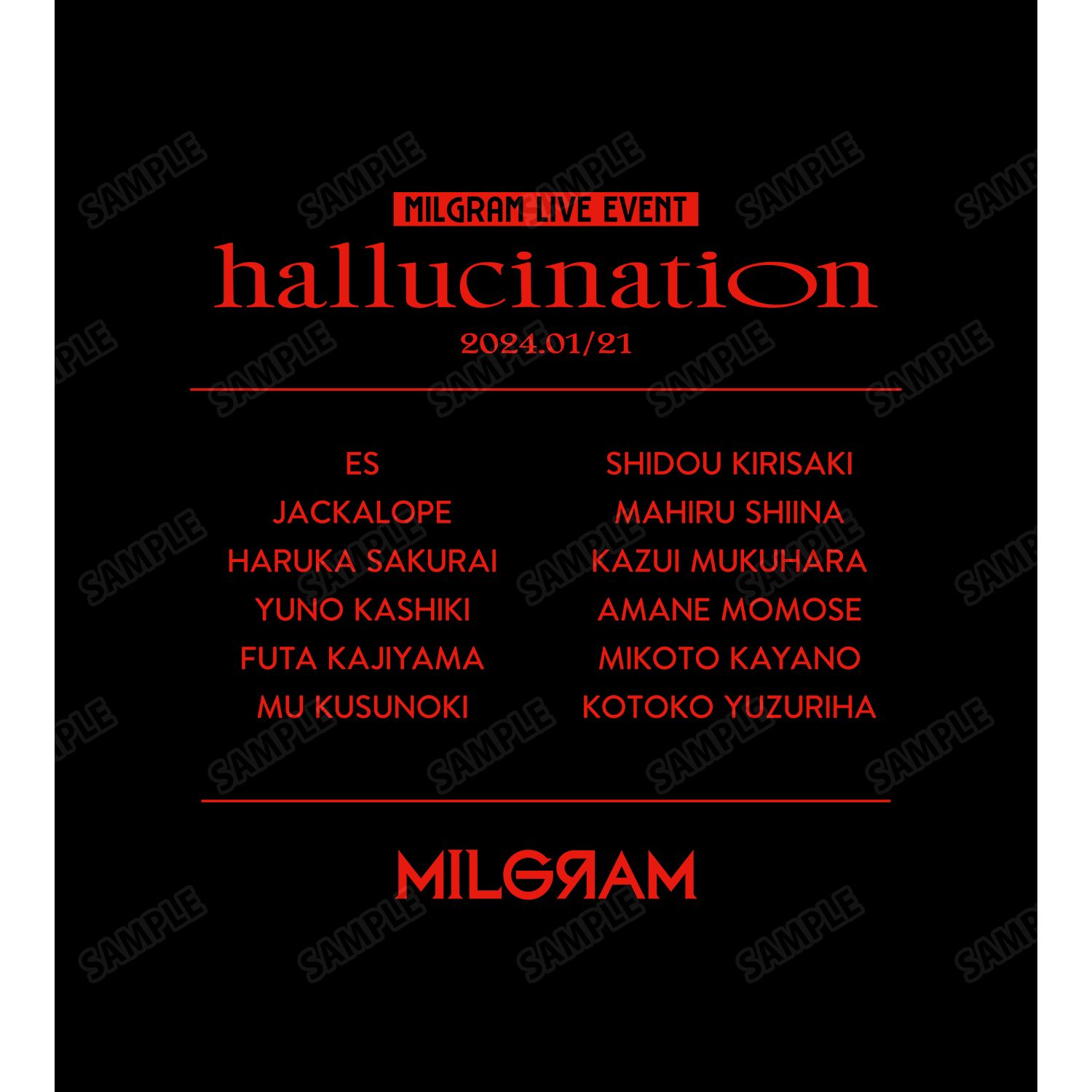MILGRAM LIVE EVENT「hallucination」 公式Tシャツユニセックス(サイズ/Free) 画像 5 | AniSmile