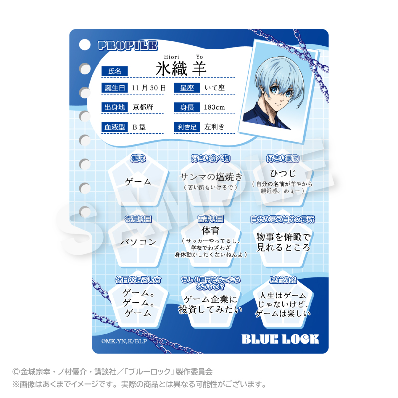 ブルーロック プロフィール帳風キーホルダー 氷織 羊 - 公式商品画像 | AniSmile