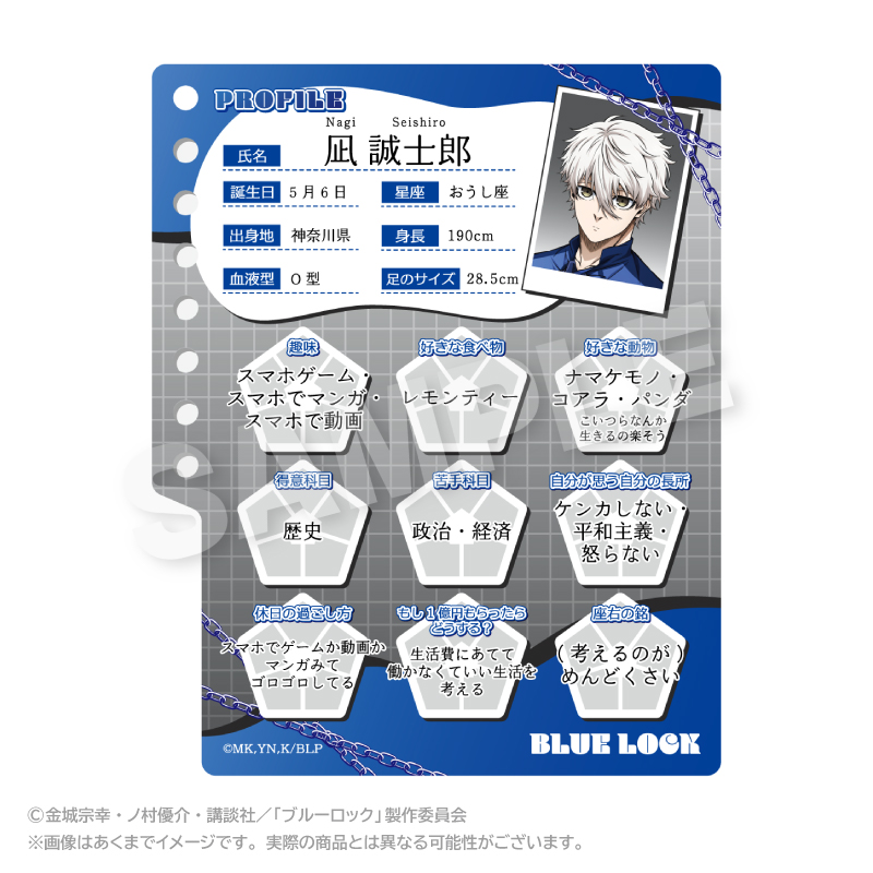 ブルーロック プロフィール帳風キーホルダー 凪 誠士郎 - 公式商品画像 | AniSmile