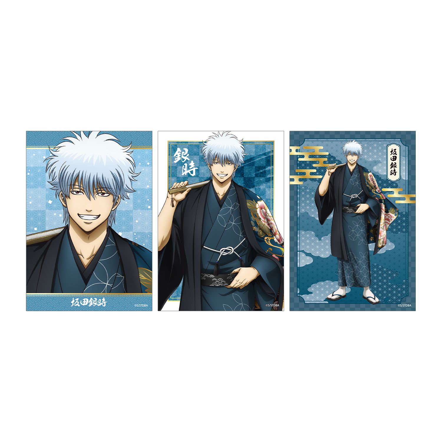 銀魂 描き下ろし 坂田銀時 片面花柄和装ver. ブロマイド3枚セット - 公式商品画像 | AniSmile