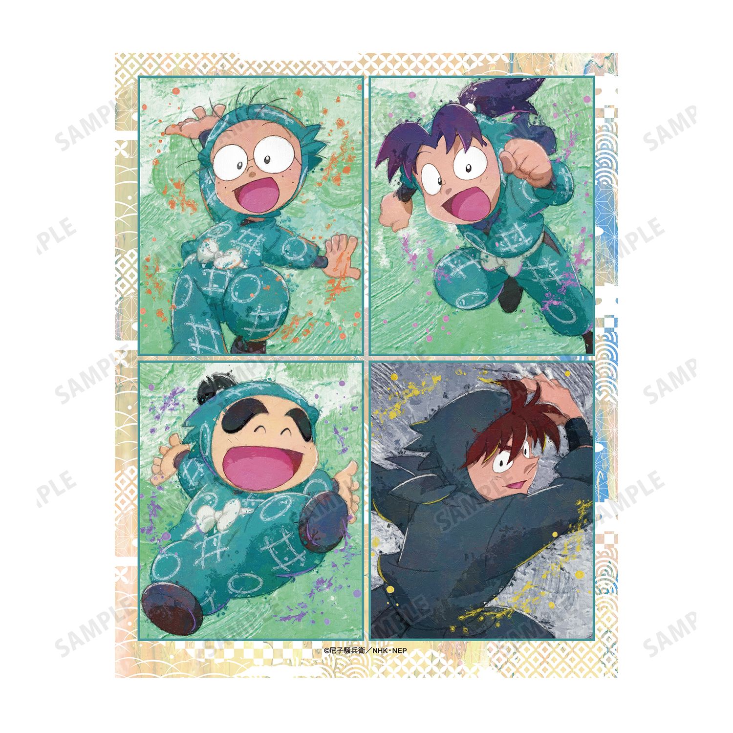 忍たま乱太郎 一年生集合&土井先生 grunge CANVAS キャンバスボード 画像 3 | AniSmile