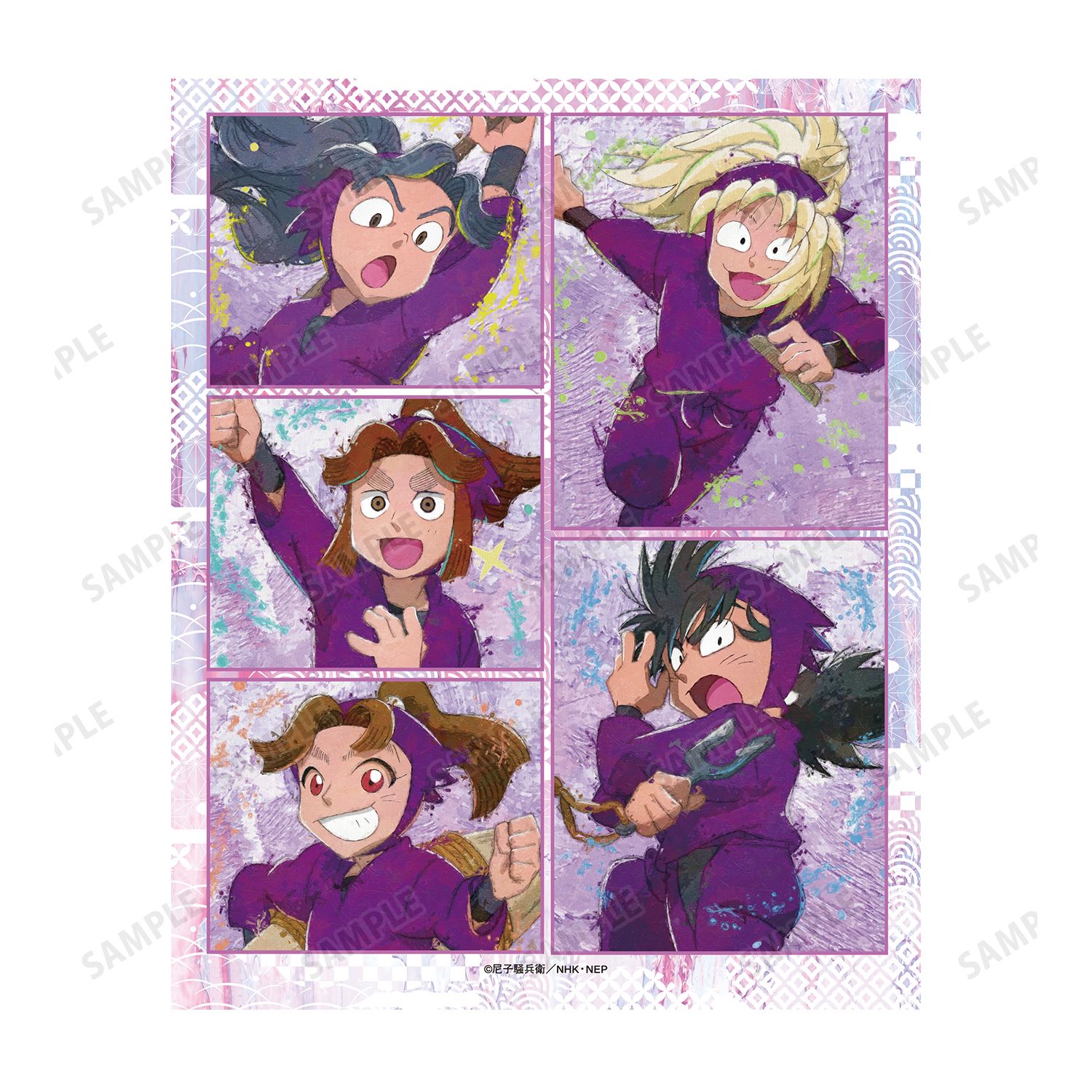 忍たま乱太郎 四年生集合 grunge CANVAS キャンバスボード 画像 3 | AniSmile